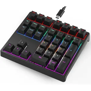 Number Pad, Mechanical USB Wired Numeric Keypad with RGB LED Backlit,34 Numpad Keyboard with PBT Keycaps Blue Switches for Windows/ Laptop,,Desktop,PC,Notebook (Black)